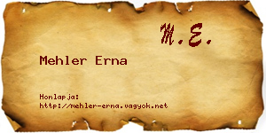 Mehler Erna névjegykártya